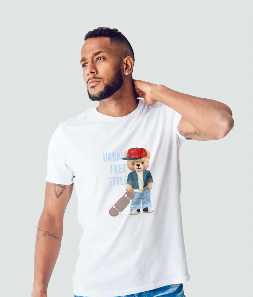 Мъжка тениска с щампа Мечета Urban free styler bear